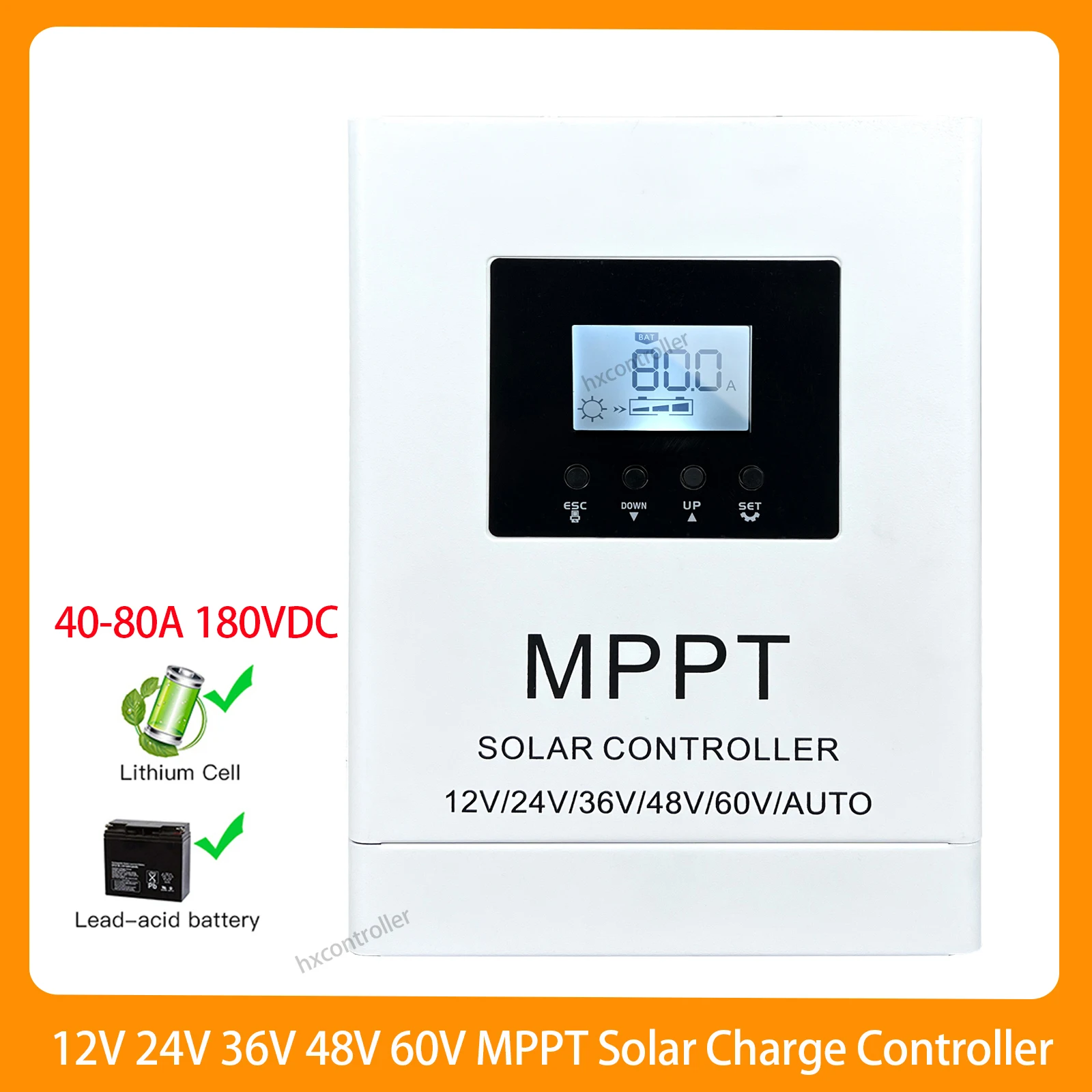 

MPPT Solar Charge Controller40A 60A 80A 12V 24V 36V 48V 60V Auto Solar Panel Regulator LCD Display For Lead Acid Lithium Battery