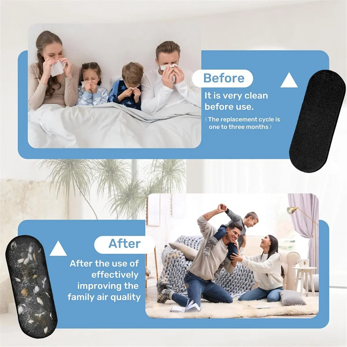 Ceiling Fan Air Purification Filter Cotton Coconut Charcoal Purifier with Adhesive Fan Filter Cotton