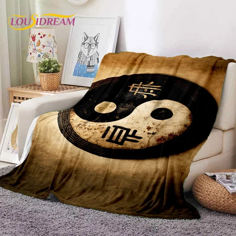 Nature Yin Yang Chinese Tai Chi Bagua Soft Flannel Blankets,Throw Blanket Comfortable Blanket for Picnic Beds Home Bedroom Gift