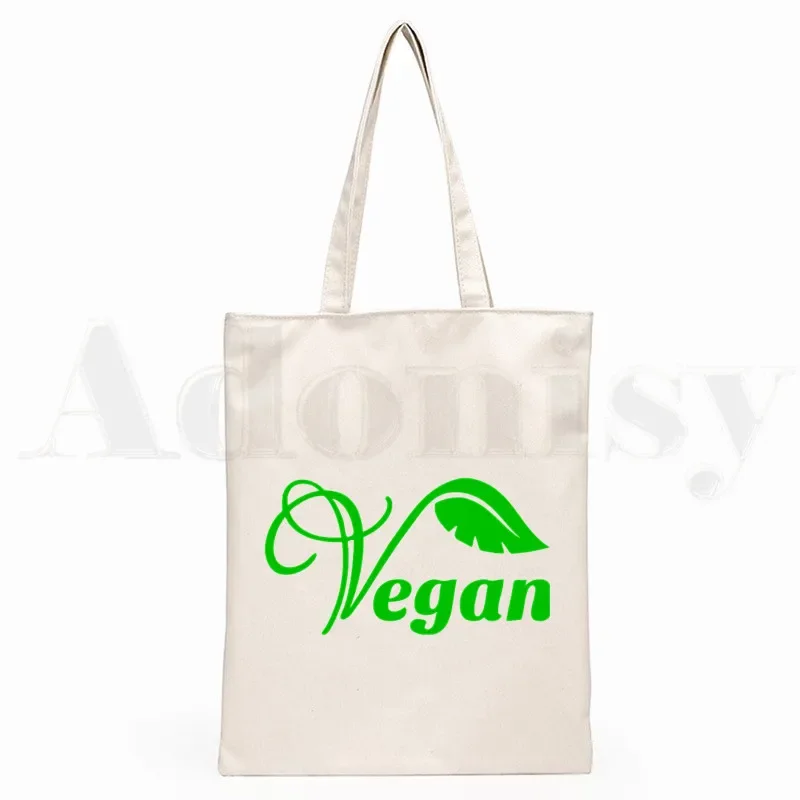 Friends Not Food Vegan Graphic Hipster Cartoon Print Shopping Bags Girls Fashion Casual Pacakge Hand Bag