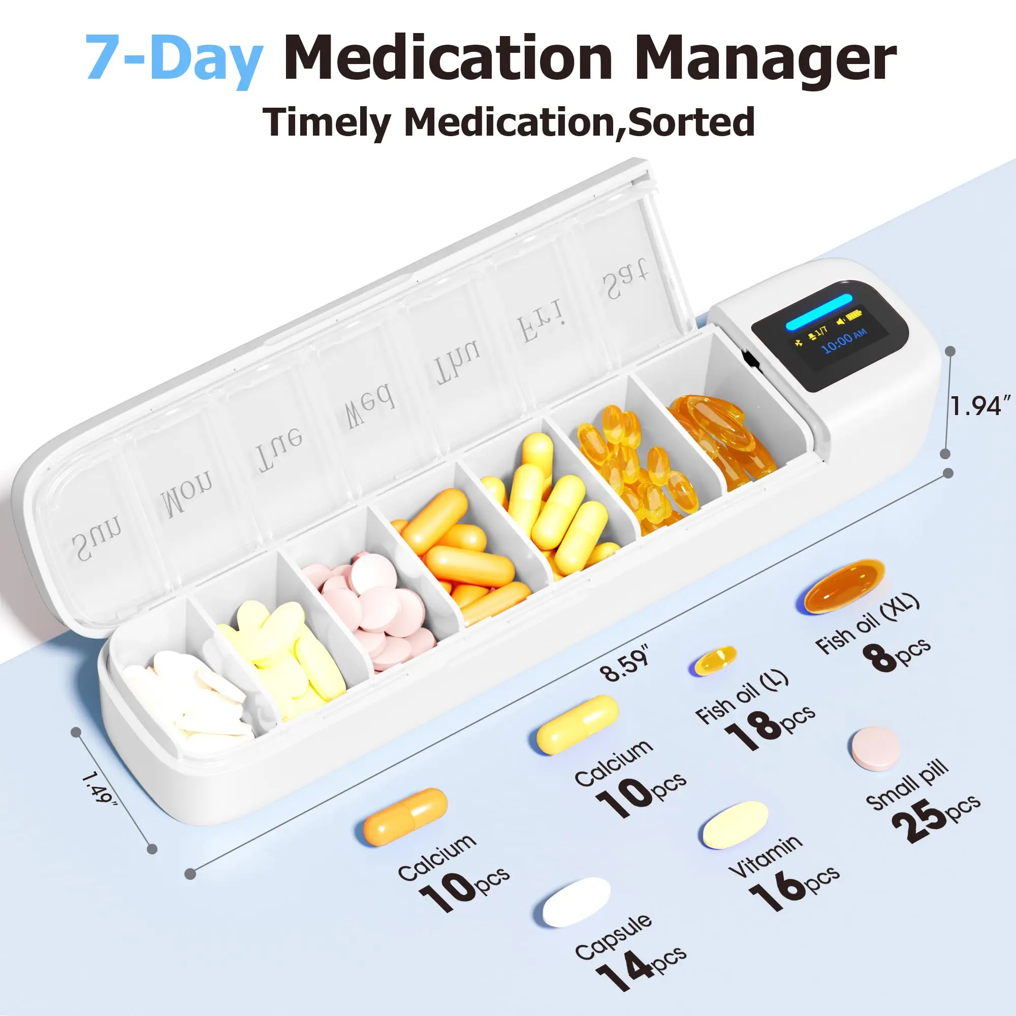 Daviky Automatic Pill Dispenser, Smart Pill Organizer with Alarm, Pill Box 7 Day with APP, Weekly Travel Pill Case Pill Reminder