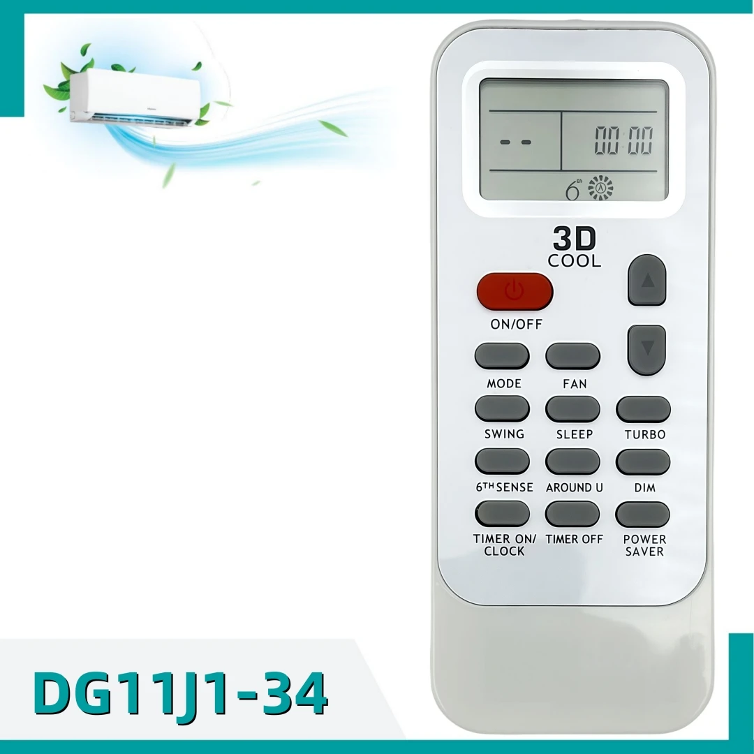 Télécommande AC DG11J1-34 pour climatiseur frais Whirlpool 3D AMD018, AMD019, AMD021, AMD314, Compatible DG11J1-3A, DG11J1-36