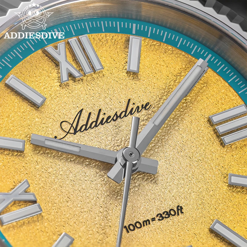 Addiesdive 2025 Nieuwe Kleurrijke Wijzerplaat Quartz Horloge Voor Mannen VH31 Beweging Roestvrij Staal Saffierglas 100M Waterdichte Duikhorloges