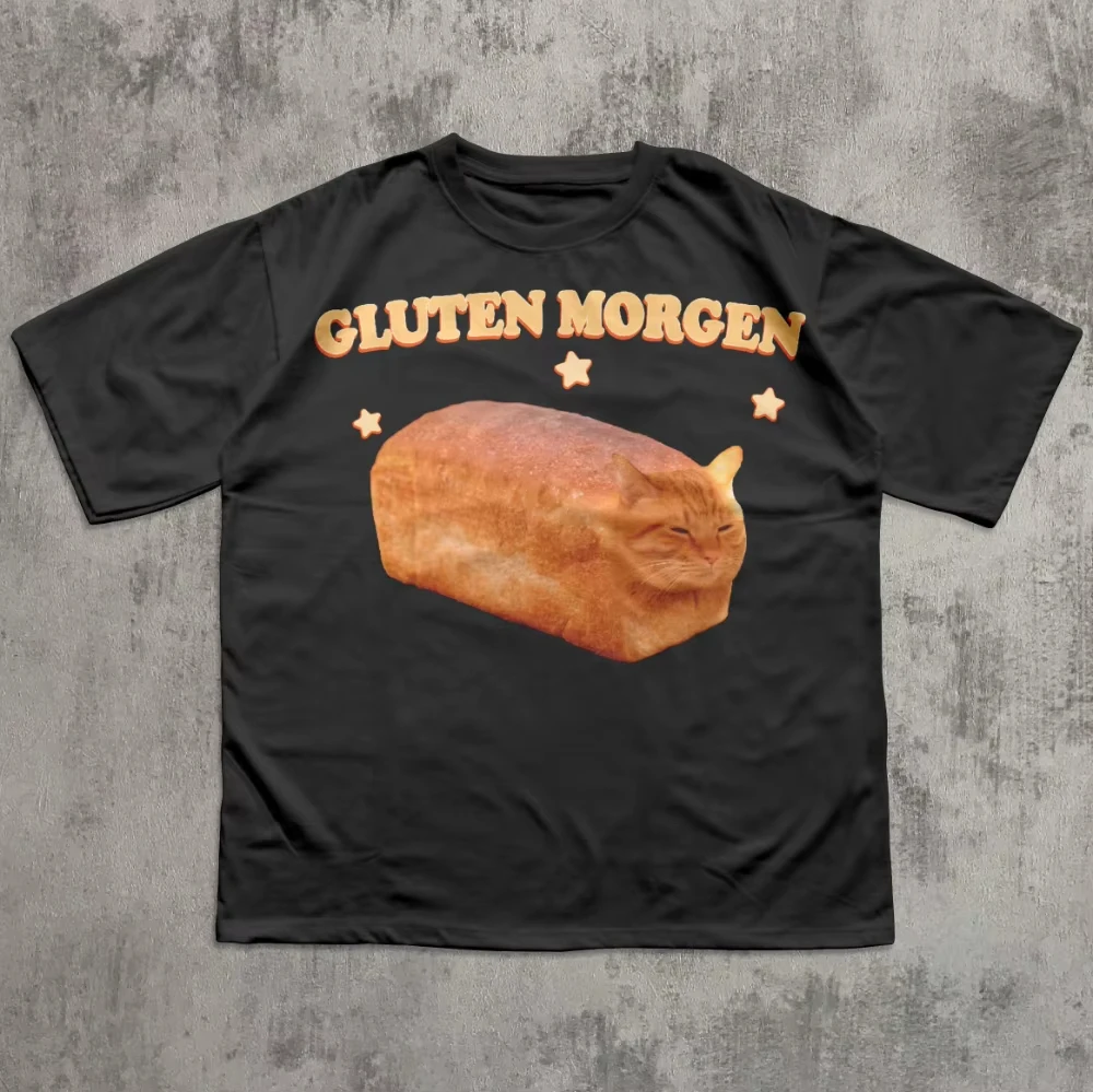 

Gluten Morgen Funny Cat Meme T-shirt Silly Cats Shirt Kitten Tee Gift for Cat Lovers Weird Shirts Clothes Brainrot Tees
