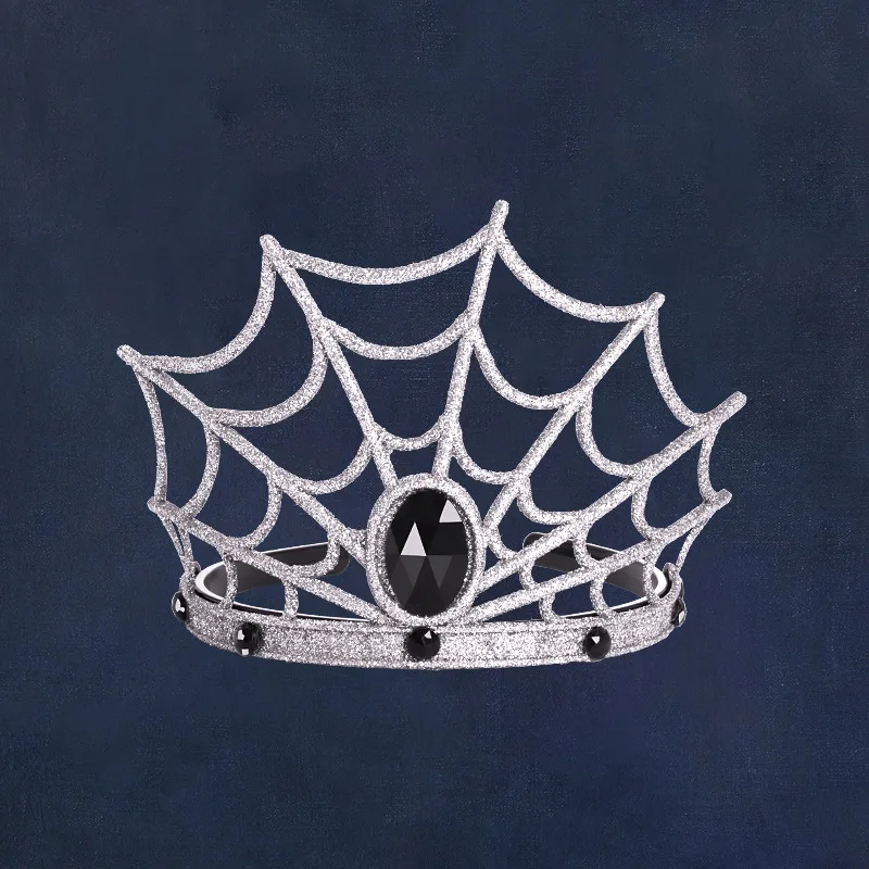 Kids Spider Queen Crown Gothic Girls Headband Halloween Party Costumes Accessories PVC Headband For Adults Black Silvery