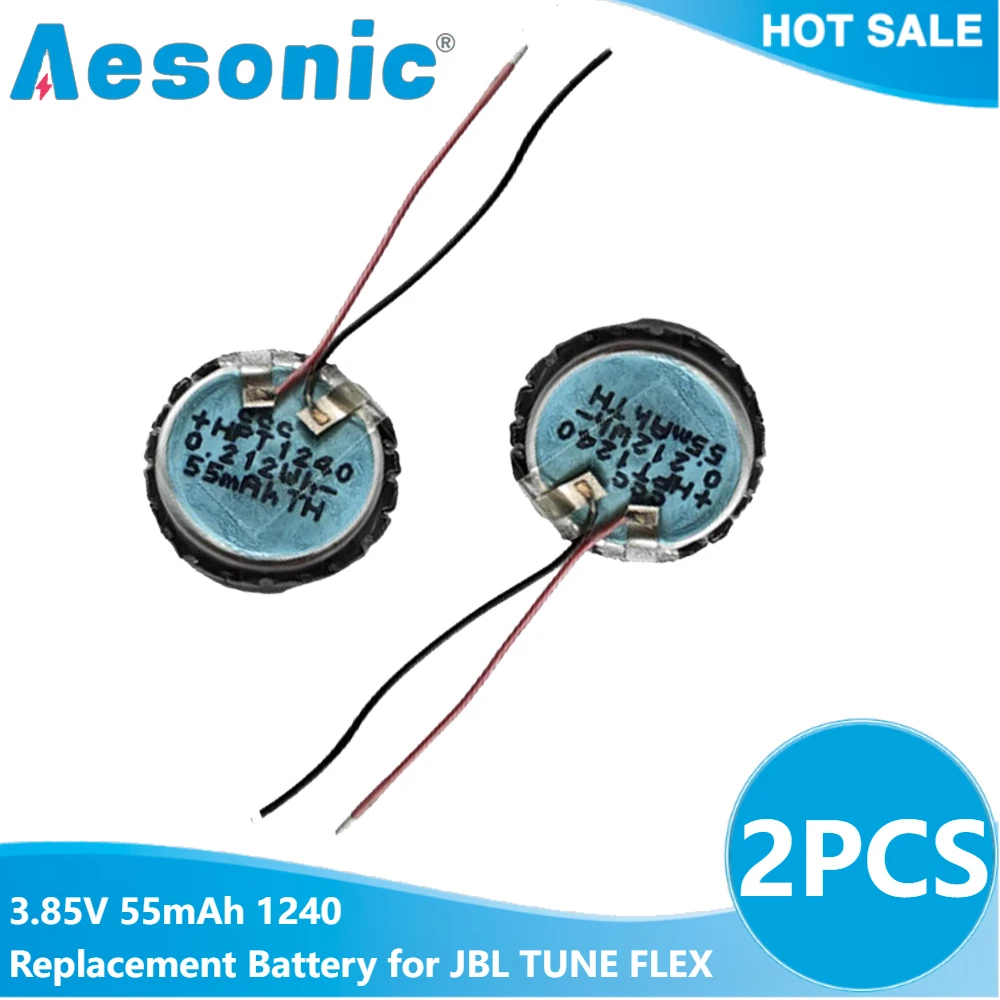 2PCS 3.85V 55mAh 1240 Rechargeable Battery for JBL TUNE FLEX TWS Bluetooth Earphone Wireless Headphone Digital Replace Batteries — product photo 1 of 1
