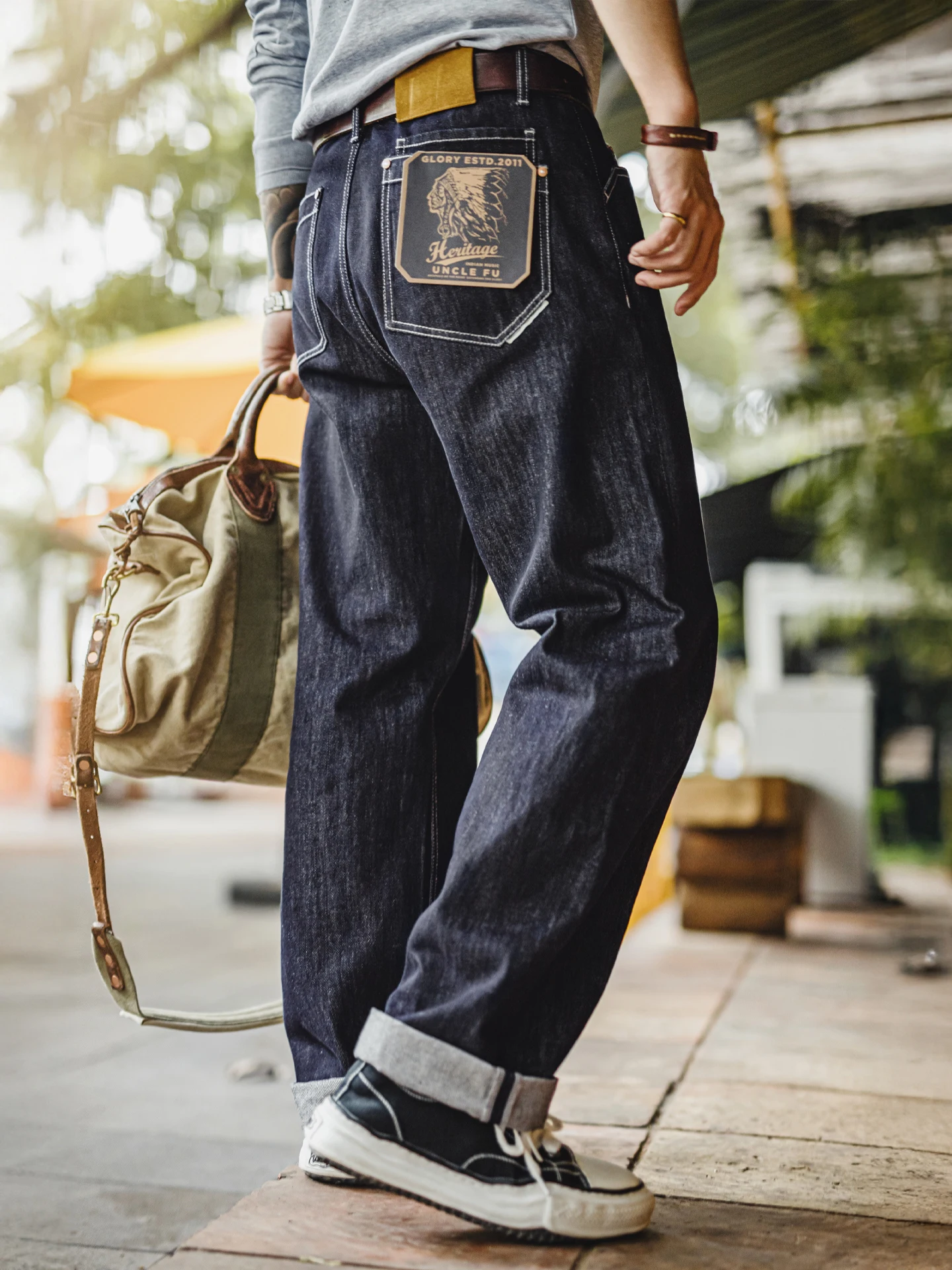 

Maden Retro American Workwear Denim Jeans Men's Straight Leg Wide Leg Casual Pants Spring Winter Cotton Polyester Blend