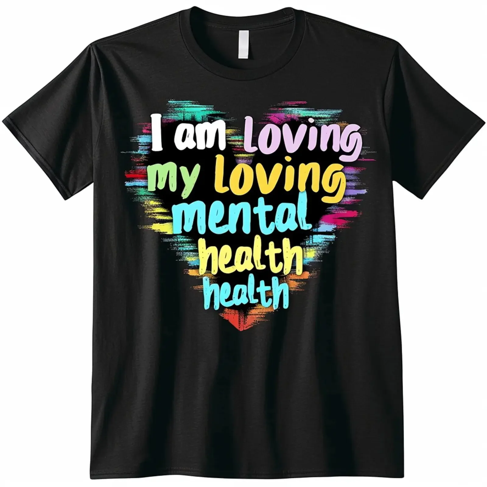 Colorful Heart Painter Black T Shirt: Embrace Mental Health in Style