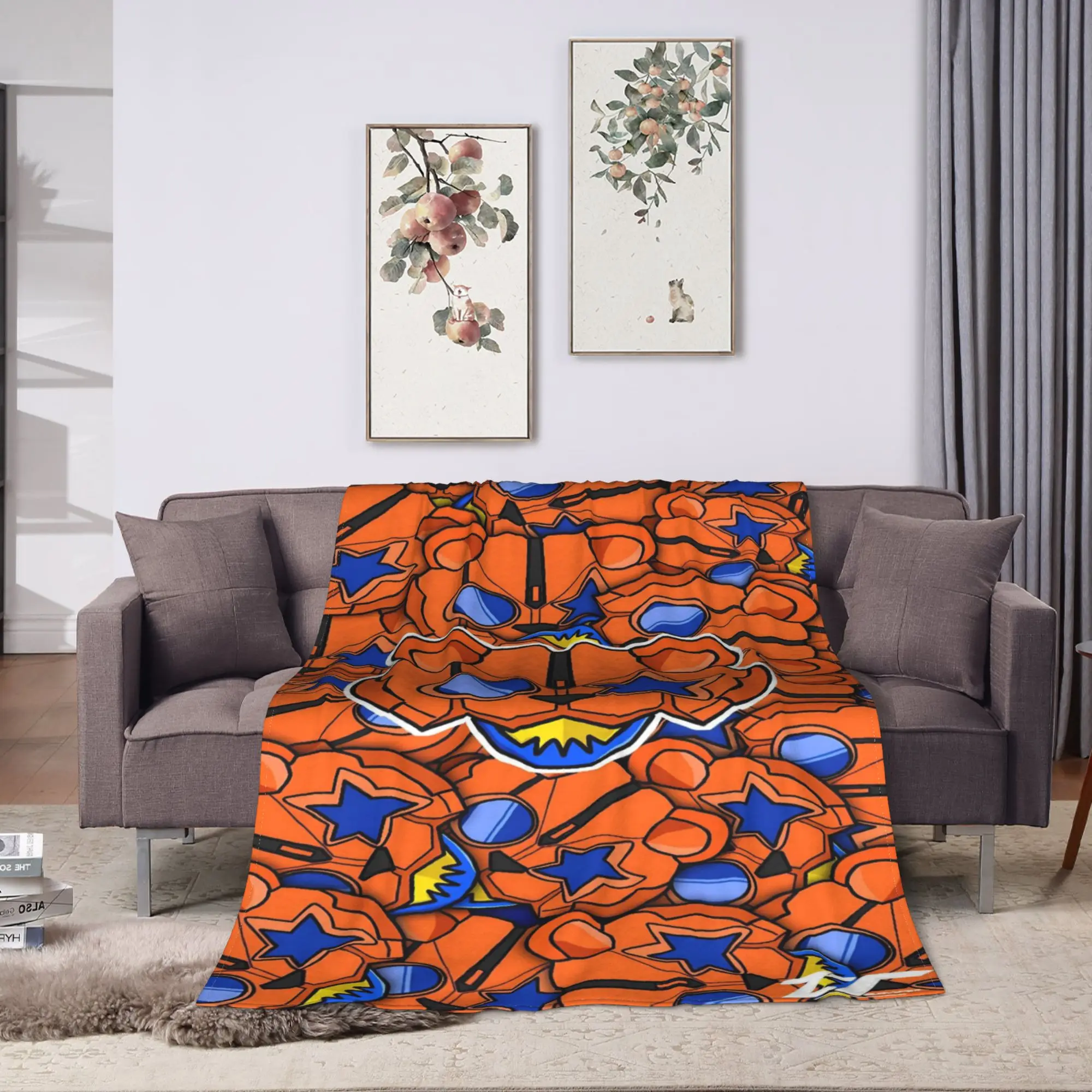 Bright Orange Block Kamen Rider Blanket Quality Warm  Throw Blanket Winter Airplane Travel Home Decor Funny Bedspread