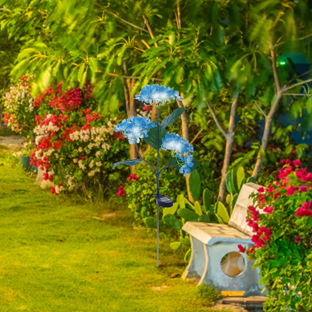 3 Köpfe Hortensie Boden licht wasserdicht LED Solar dekorative Weg Landschaft Lichter einfache Installation biegbar für den Innenhof