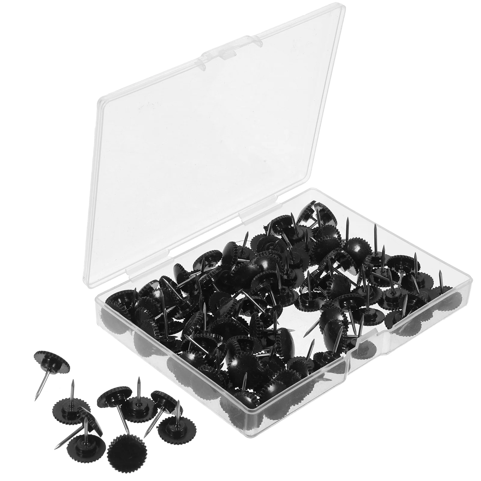 100 Pcs Cute Push Pins Office Transparent Gear Plastic Thumbtack Decorative Pushpin Flat Aluminum Alloy