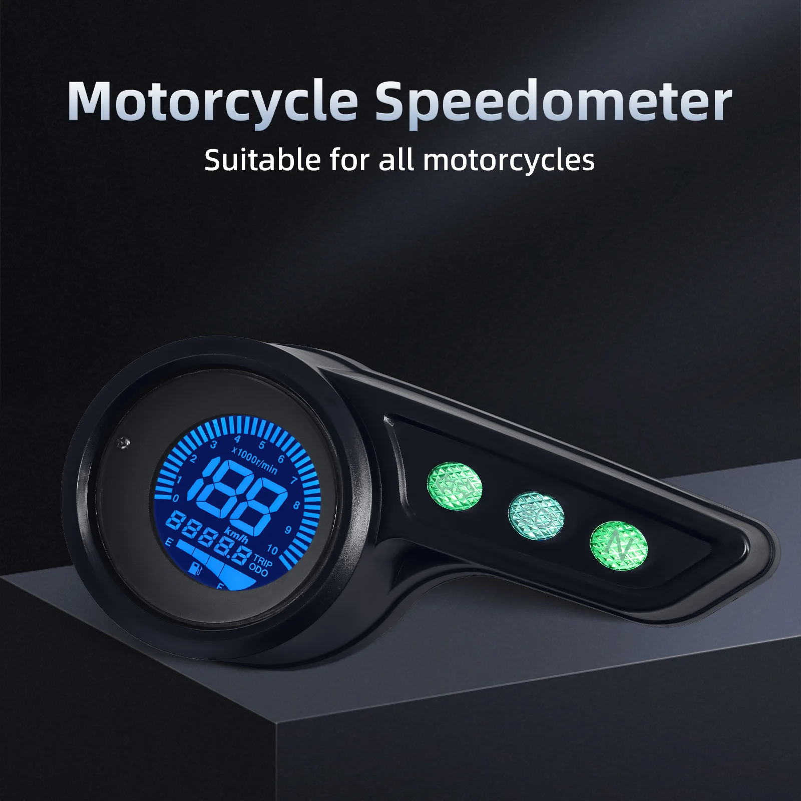 

12V Motorcycle Speedometer 7 Colors Backlight Digital Speed Oil Level Mileage N Gear Waterproof Gauge Multifunctional Instrument
