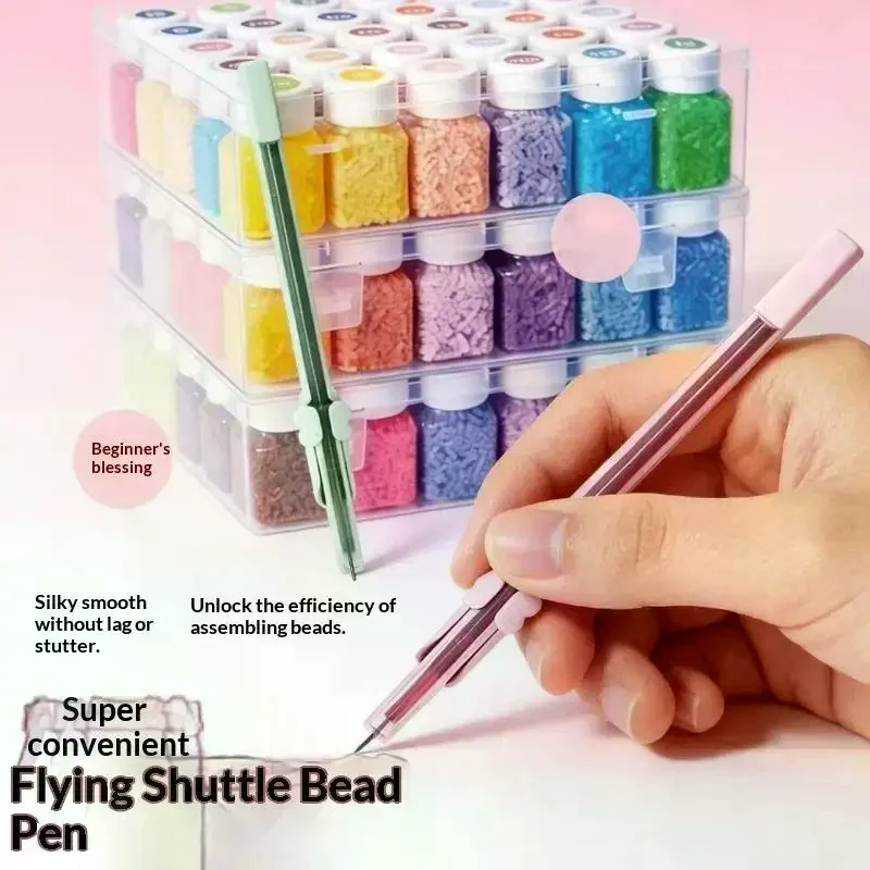 Handheld Storable Bead Pen Efficient Jam-Free Press-Type Bead Pen Comfortable Grip Time-Saving Bead Placement Tool Multipurpose