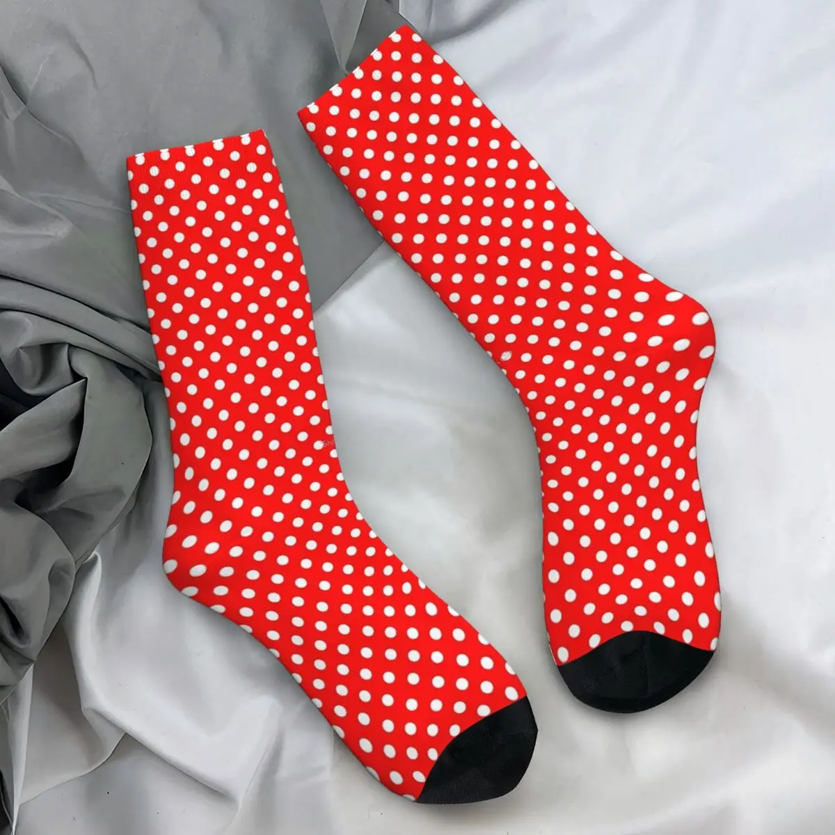 White Polka Dots Socks Retro Print Fashion Stockings Couple Comfortable Cycling Socks Winter Custom Non Slip Socks