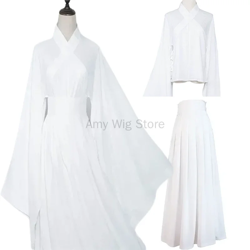 Unisex Hanfu Inner Garment Long Sleeve Ancient Costume Base Layer Black White Tops Skirt Traditional Chinese Clothing