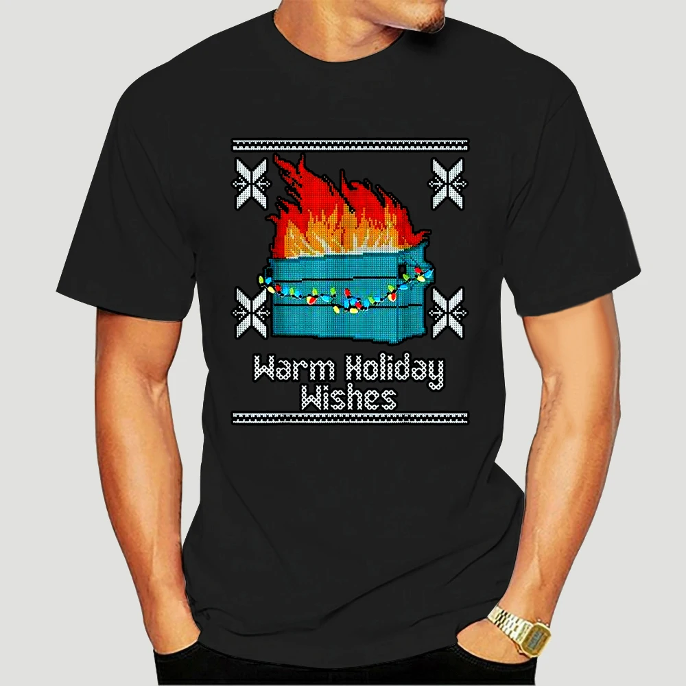 Funny Ugly Christmas Warm Holiday Wishes Dumpster Fire T-Shirt men women t shirt 100% cotton tops tees 5968X