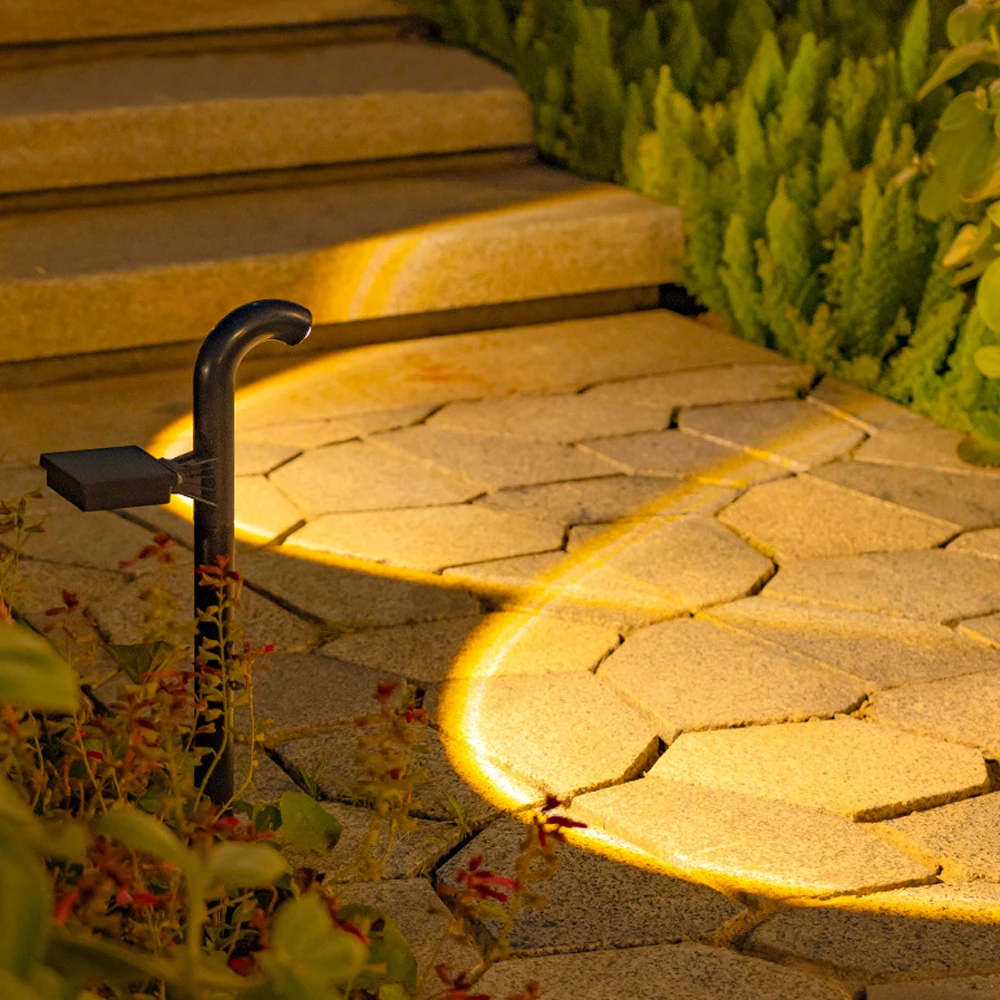 

F2 Solar Lamp Outdoor Pathway Light Garden Solar Pathway Landscape Light Bend Shape Walkway Stake Light Lawn Driveway Decor Lamp