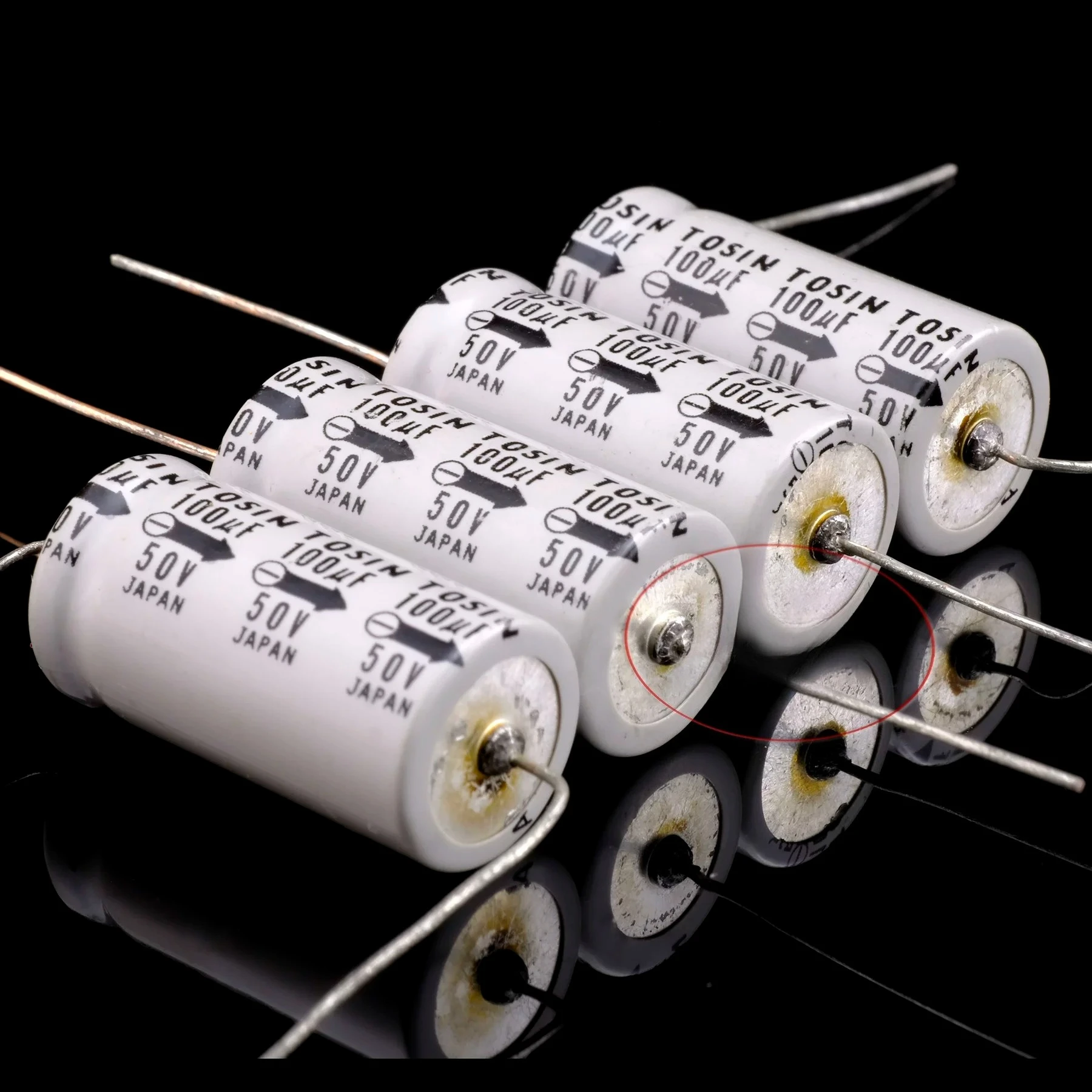 4pcs  Vintage for TOSIN 50V 100uF Axial Fever Capacitor, Master Tape Reference Made in Japan