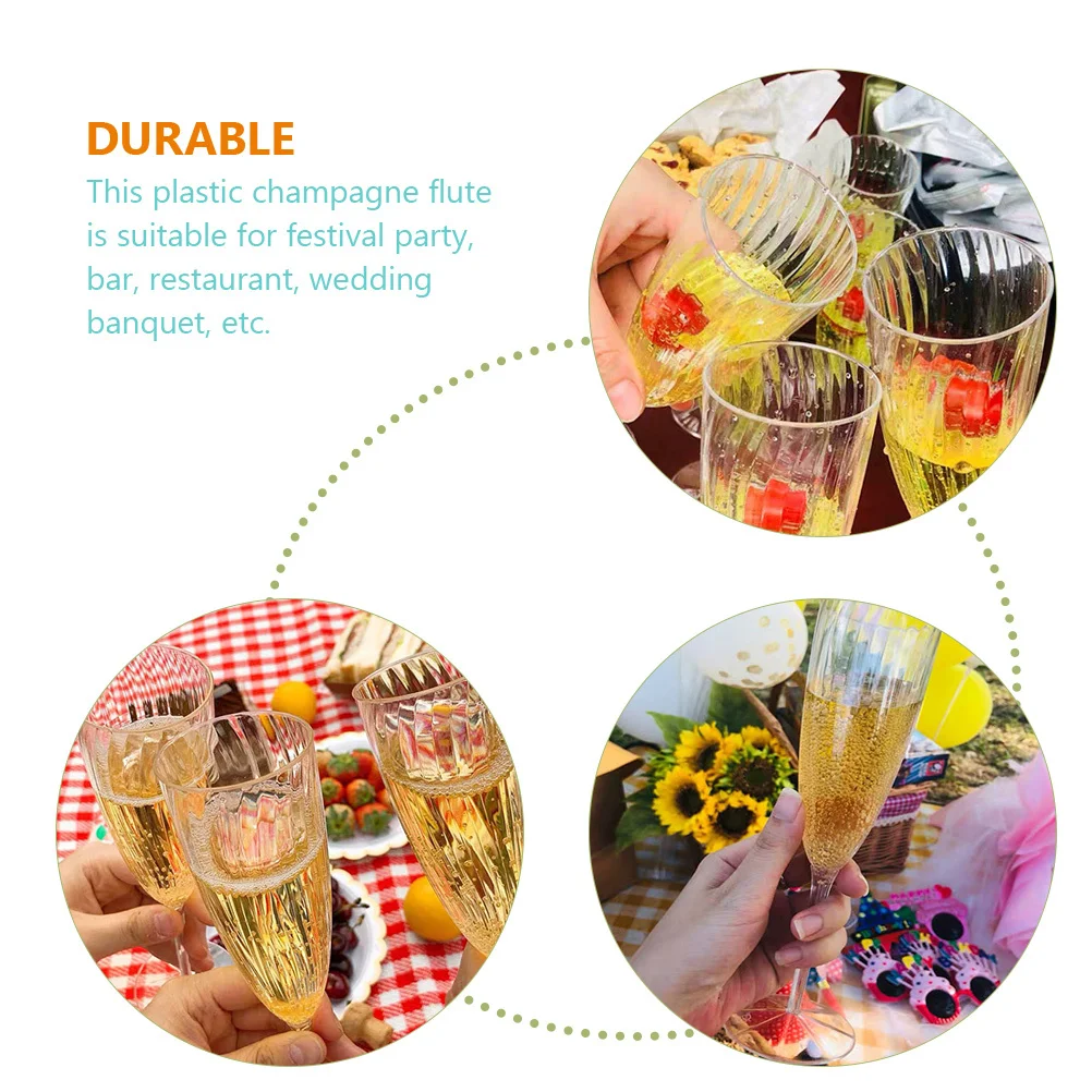 

8Pcs Plastic Disposable Flutes 180Ml Clear Unbreakable Wine Glasses for Wedding Party Birthday Bar Supplies