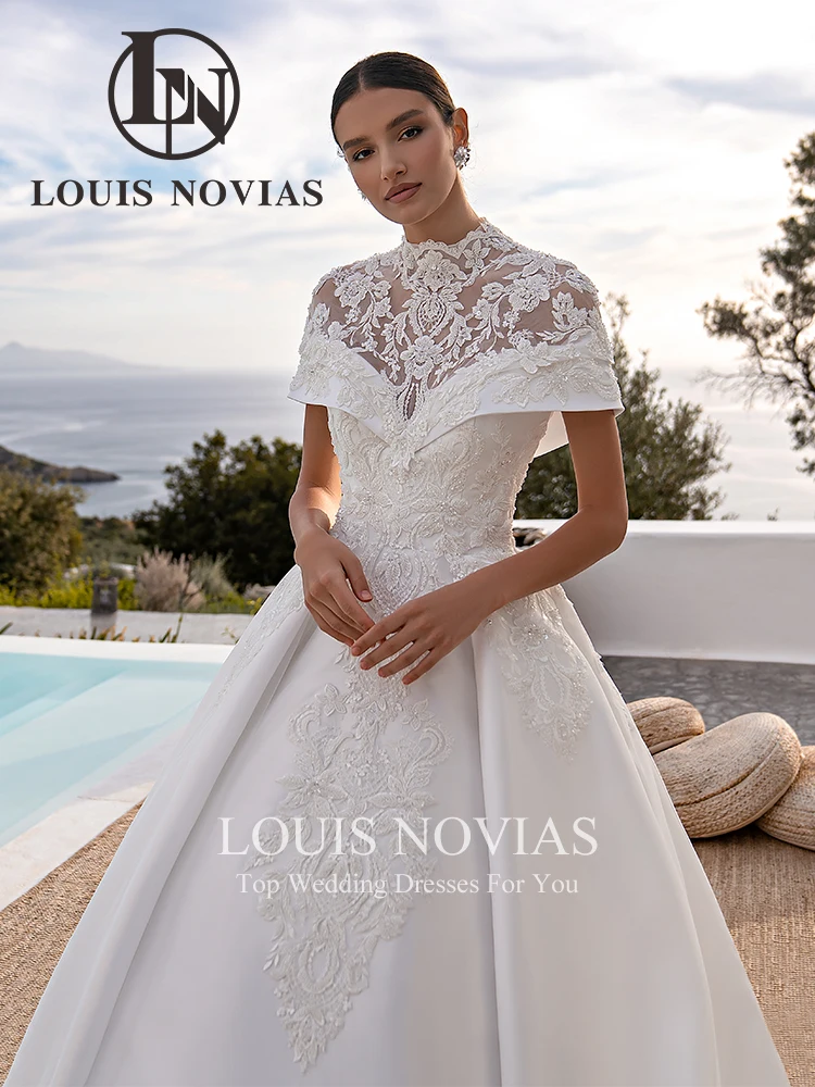 LOUIS NOVIAS vestido De Novia con hombros descubiertos y chaqueta, vestido De Novia Sexy con perlas, apliques De encaje, vestido De Novia De corte a, Vestidos De Novia