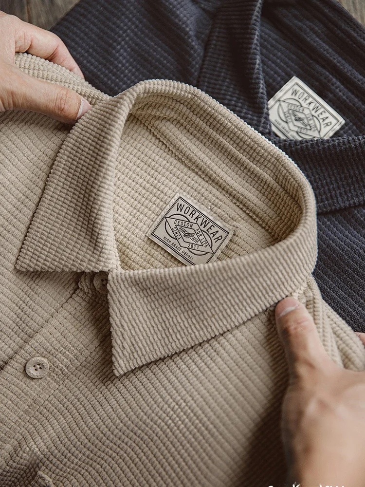 

Maden American Retro Plaid Long Sve irt Men Casual Loose Feeling Youth Polyester Fiber Skin-friendly Breathable