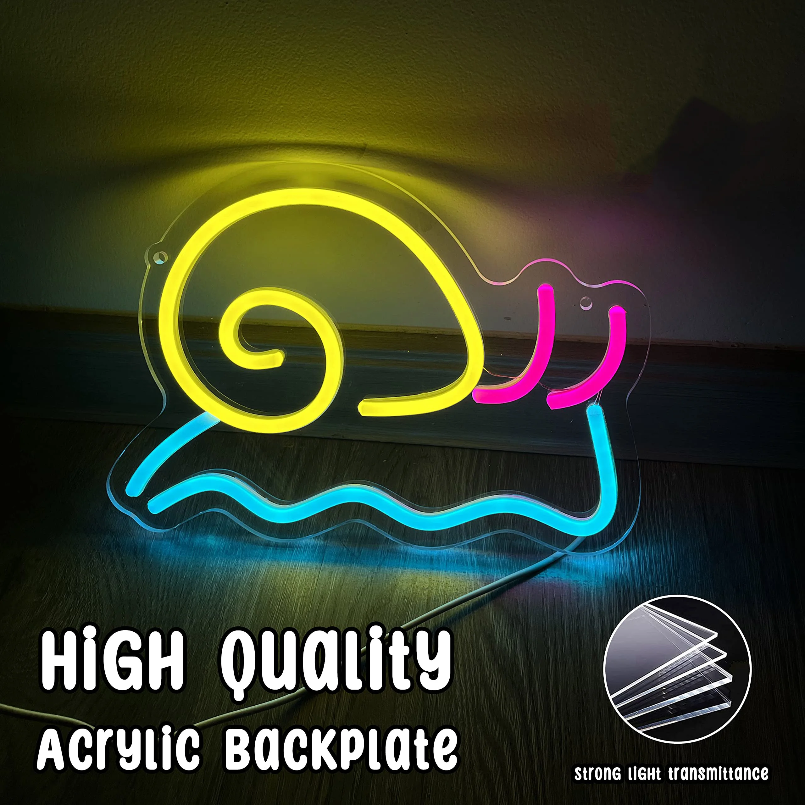 Snail LED Neon - Transparent Acrylic Design, USB Powered Dimmable LED Neon, Fit for Game Rooms, Men's Cave, Party Wall Art
