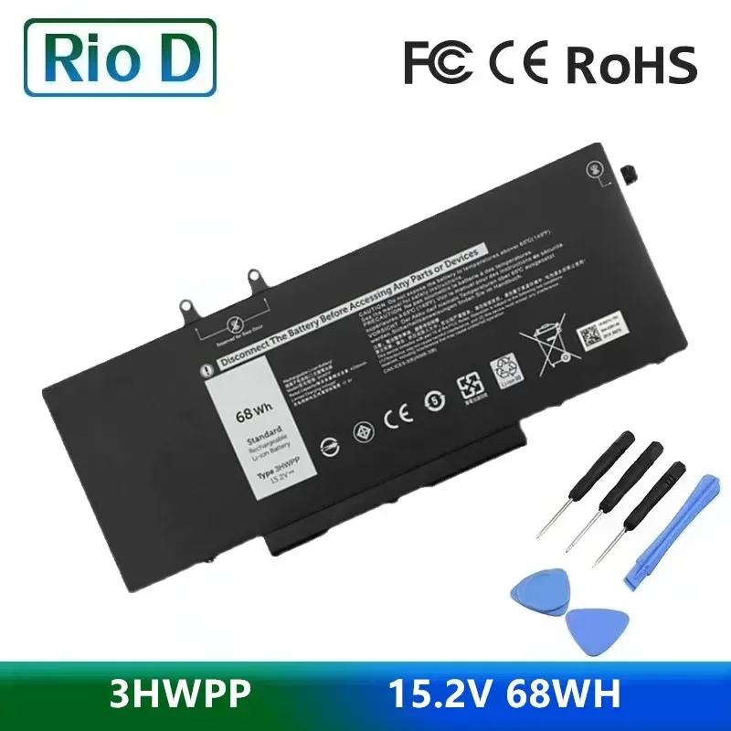 3HWPP  15.2V 68WH Laptop Battery for Dell Latitude 5401 5501 5411 5410 5511 3541 Series Notebook P80F003 P98G003