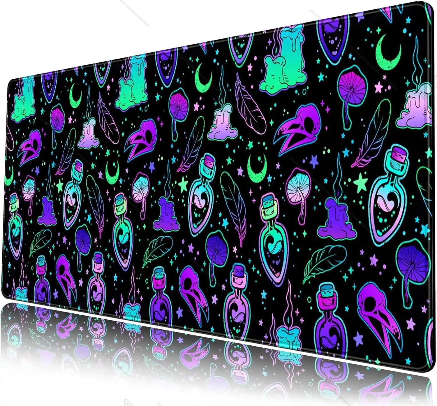 Witch Witchcraft Large Gaming Mouse Pad Dark Black Purple Mousepad XXL Mouse Mat for Computer Laptop Office Work 31.5x11.8 in