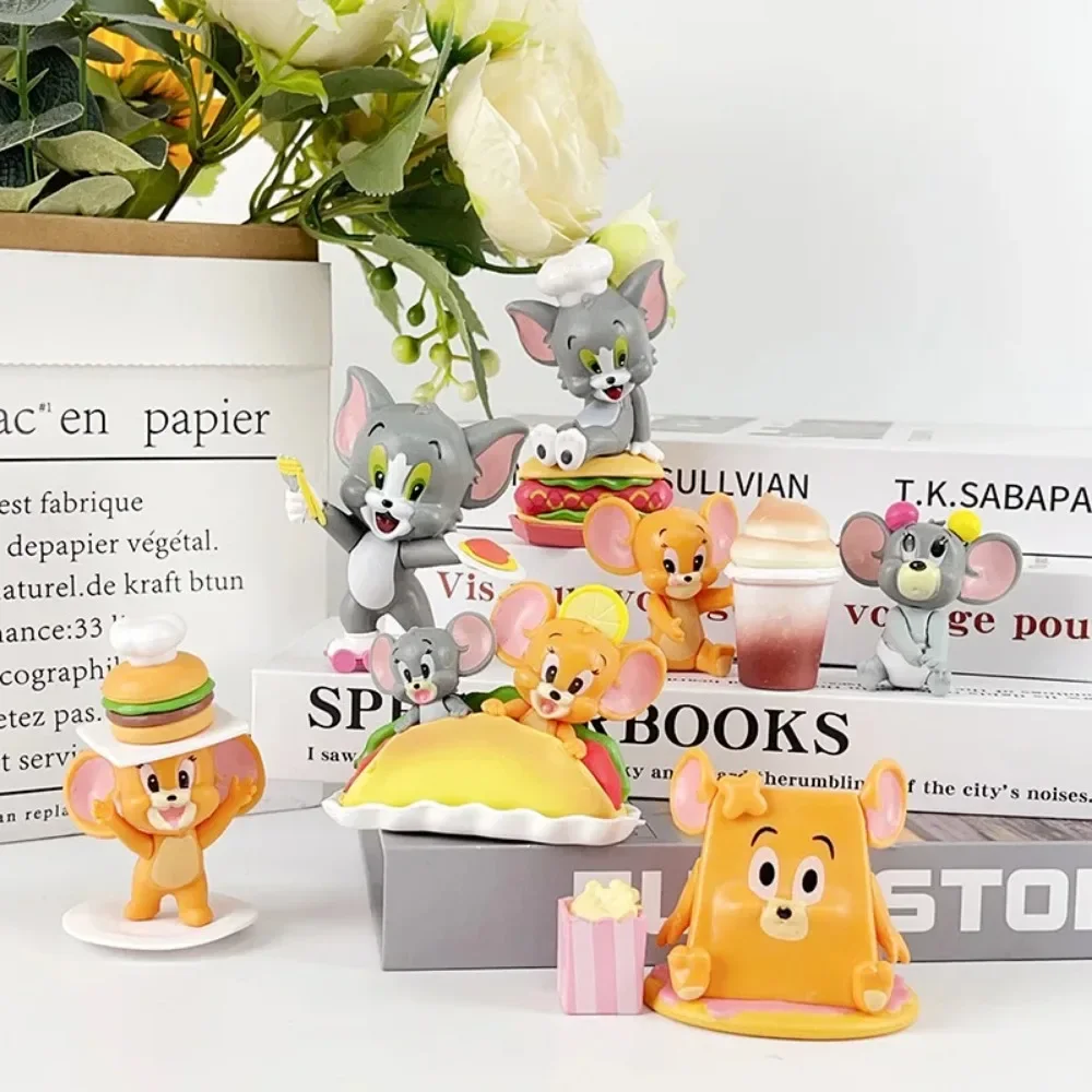 6 Teile/satz Kawaii Mini Tom Jerry Action Figure Spielzeug Cartoon Eis Katze Maus Sammlerstück Modell Kinder Geburtstag Kuchen Dekor