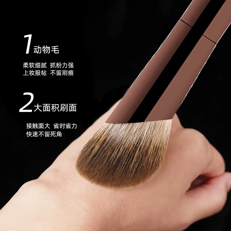 1pc Hourglass Fox hair Diagonal Blush brush Makeup Soft Professional Powder Contour Make Up Brush Metal Handle cosmetic tools