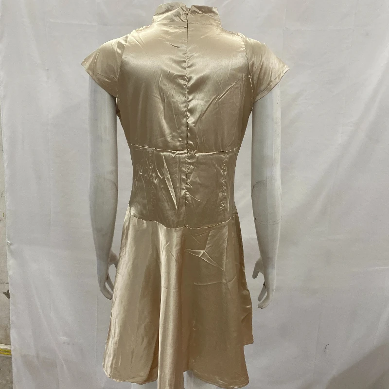 Handel zagraniczny, europejski i amerykański styl, nowa zimowa sukienka damska, elegancka satynowa, ażurowa, z krótkim rękawem, podkreślająca figurę, krótka spódnica.