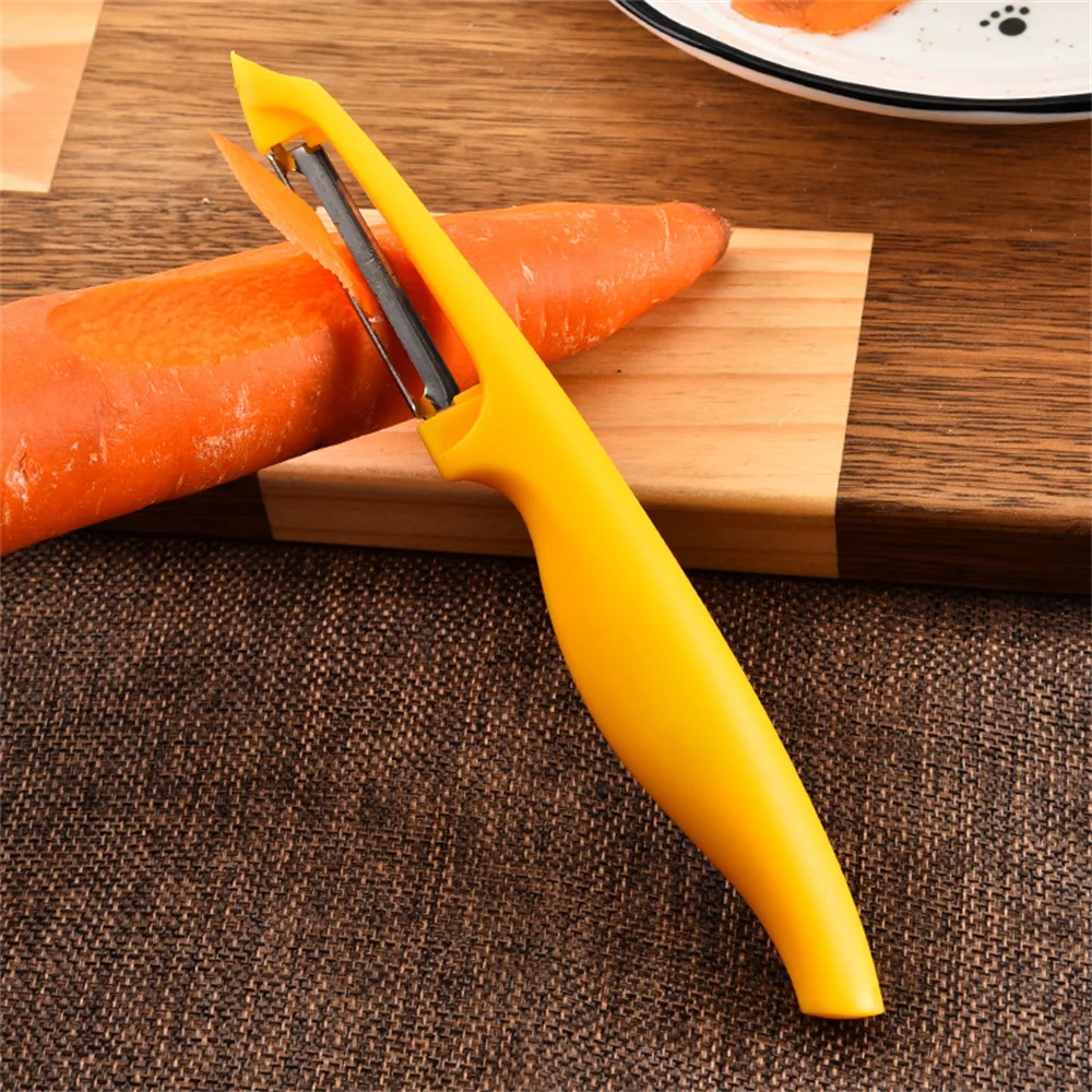 Melon Planer Knife Modern Stainless Steel Melon Planer Kitchen Gadget Vegetable Peeler One-word Fruit Peeler Handheld Yellow