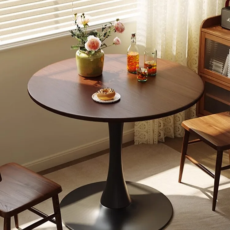 

Round table household small apartment dining table reception negotiation milk tea shop coffee table balcony casual retro tulip