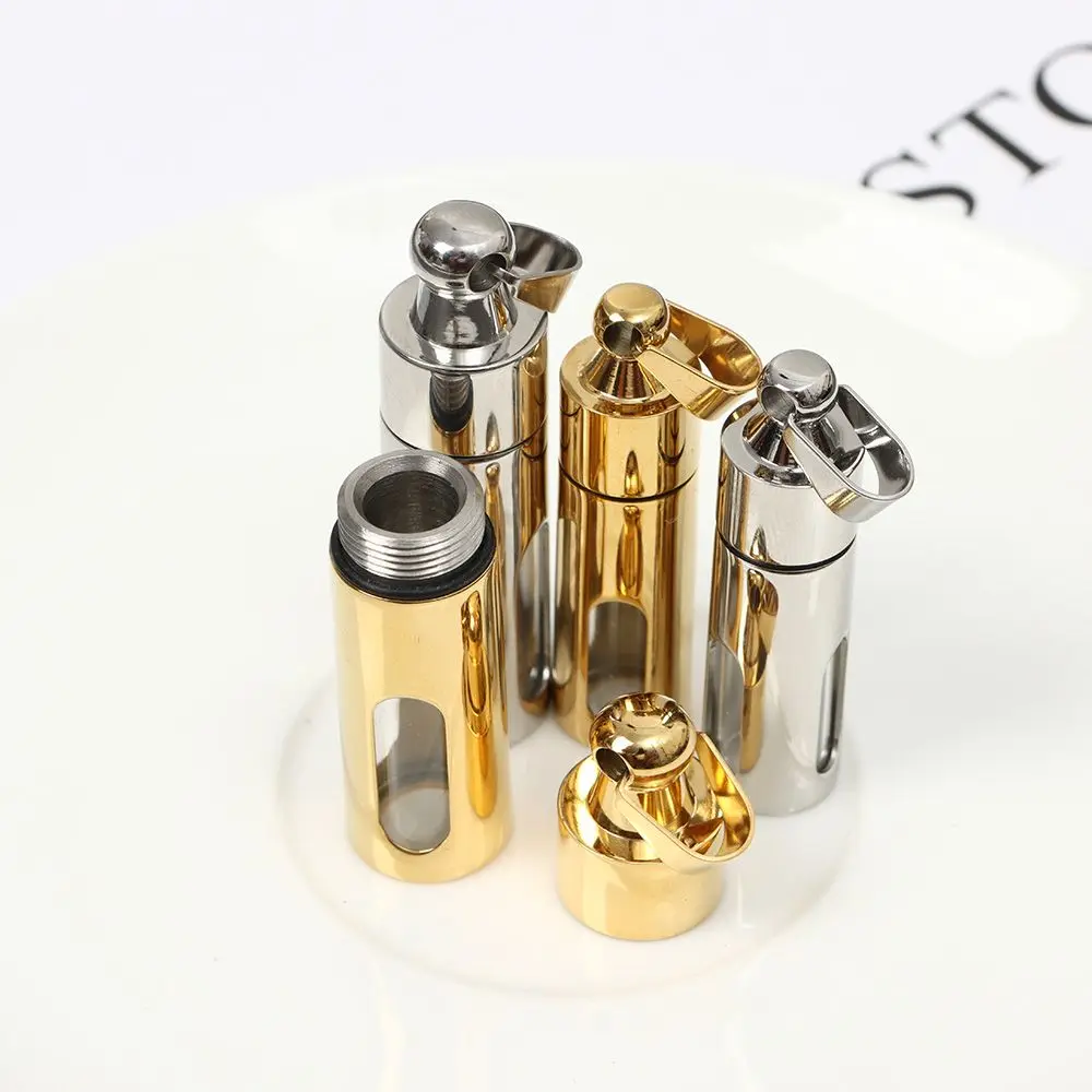 Stainless Steel Memorial Gift DIY Necklace Wishing Bottle Cylinder Glass Tube Cremation Urns Perfume Vial Pendant