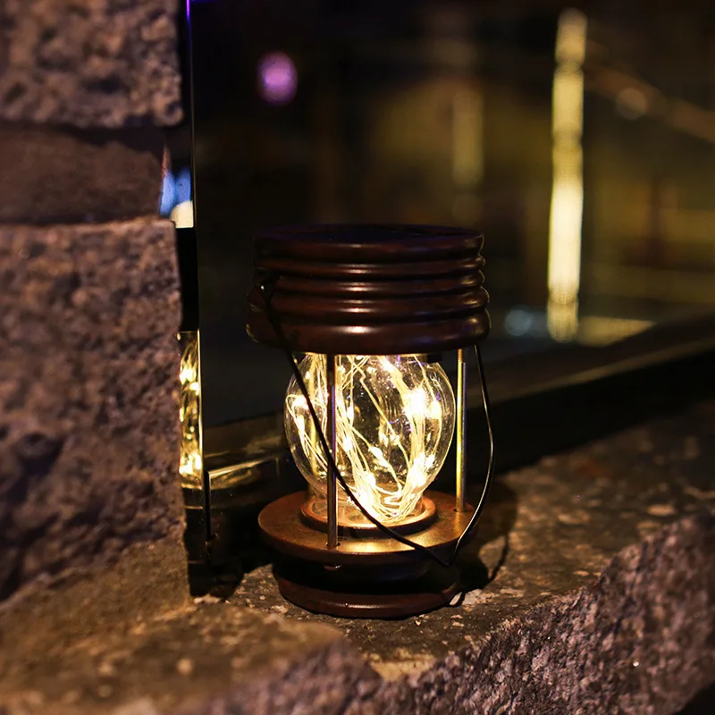 Solar Retro Night Light Courtyard Landscape Decoration Small Oil Lamp Outdoor Waterproof LED Handheld Star Light