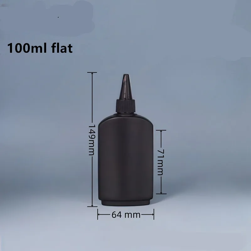 スクリュー付きの柔らかいプラスチック製のボトル,30ml,100 ml,200 ml,250ml,uv接着剤用の先のとがった口キャップ,丸いシリンダー,黒い天然,500ml