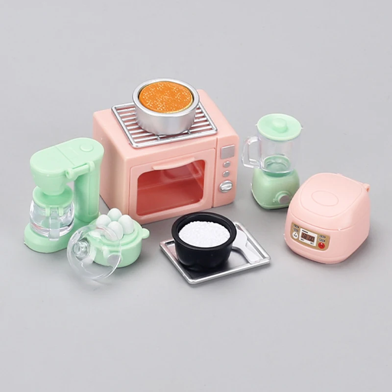 1 Set 1:12 Dollhouse Miniature Kitchen Appliances Cooker Oven Juicer Egg Steamer Model Toy For Doll Accessories Playhouse Toy