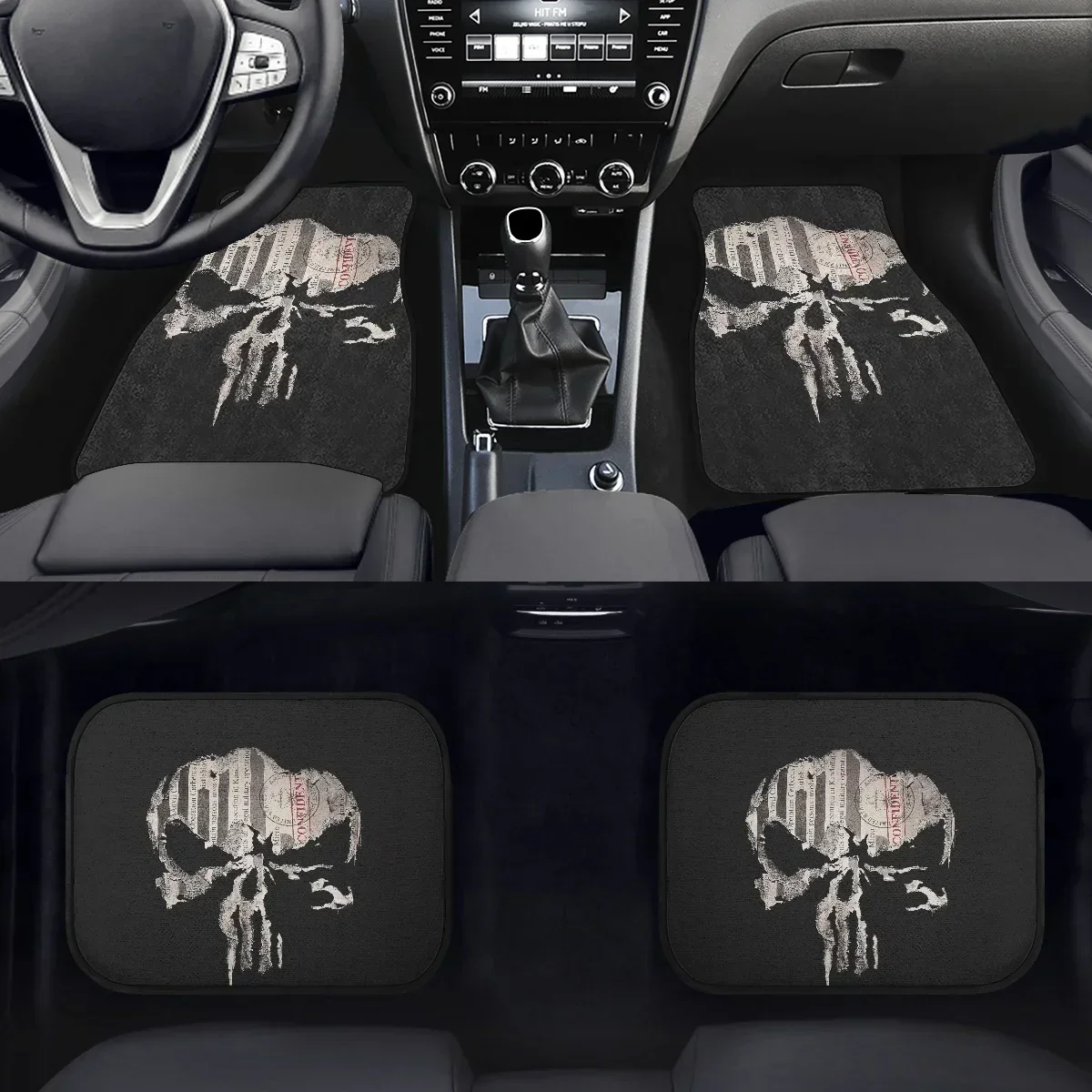 

Skull Design Universal Carpet Vehicle Floor Mats Premium Quality Carpet Vehicle Floor Mats Front Seat and Rear Floor Mat DIY