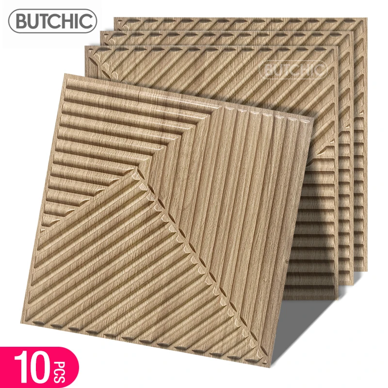 10pcs 30x30cm Wood grain Champagne gold color 3D Wall Sticker 3D Wall Panel Shining Gold Wedding party background wall art paper