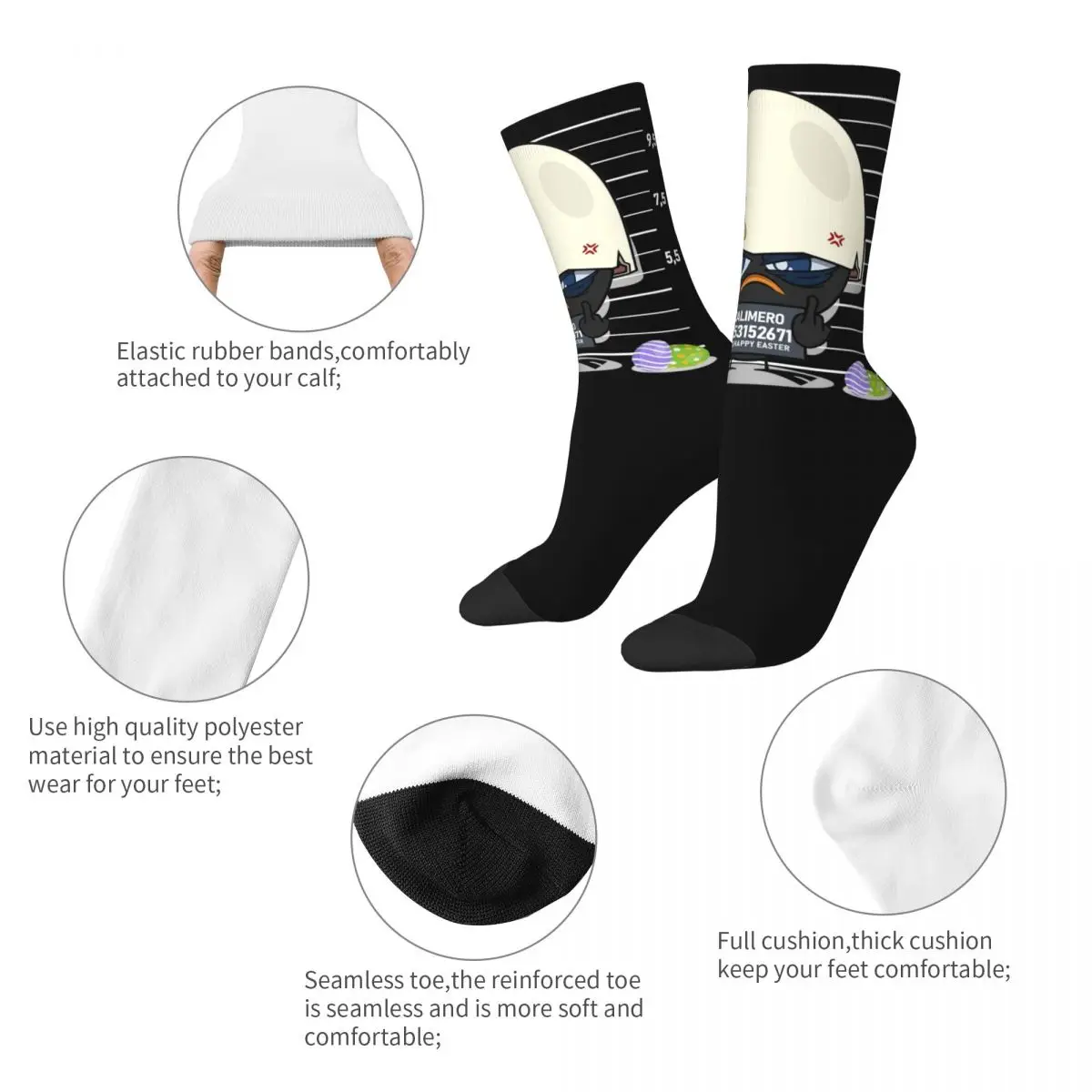 Fashion Calimero Soccer Socks Polyester Crew Socks for Women Men Sweat Absorbing