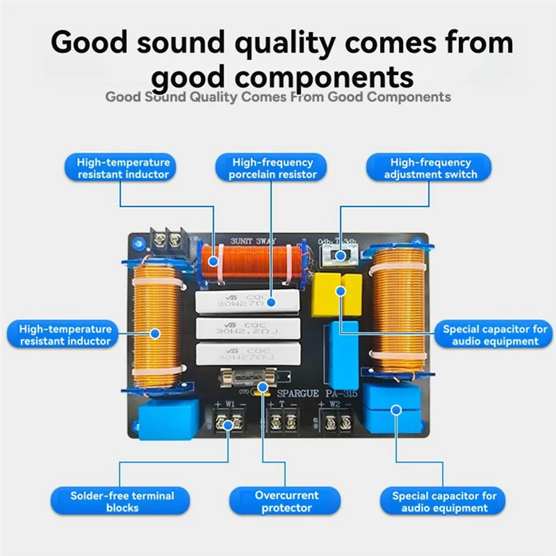 

M13K-700W Audio Crossover Filter Distributior 3 Ways Hifi Speaker Frequency Divider 1 High 2 Low DIY High-Fidelity Divider