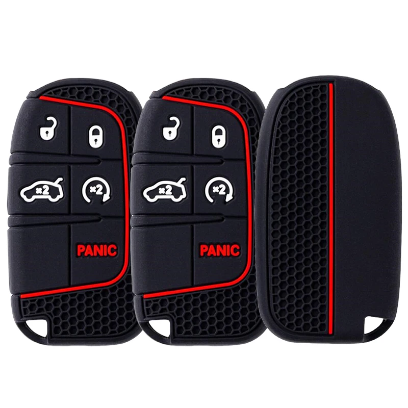 Silikon-Autoschlüsselhülle für Dodge Ram Charger Journey Durango Jeep Grand Cherokee Chrysler Schlüsselanhänger-Schutzhülle
