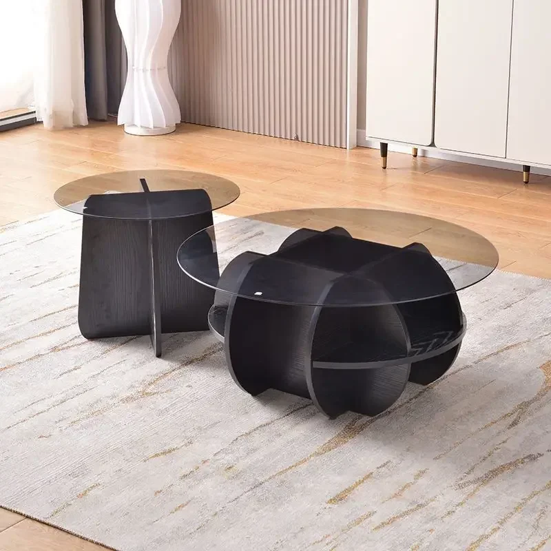 Simple aesthetics coffee table light luxury modern living room household small apartment round Internet
