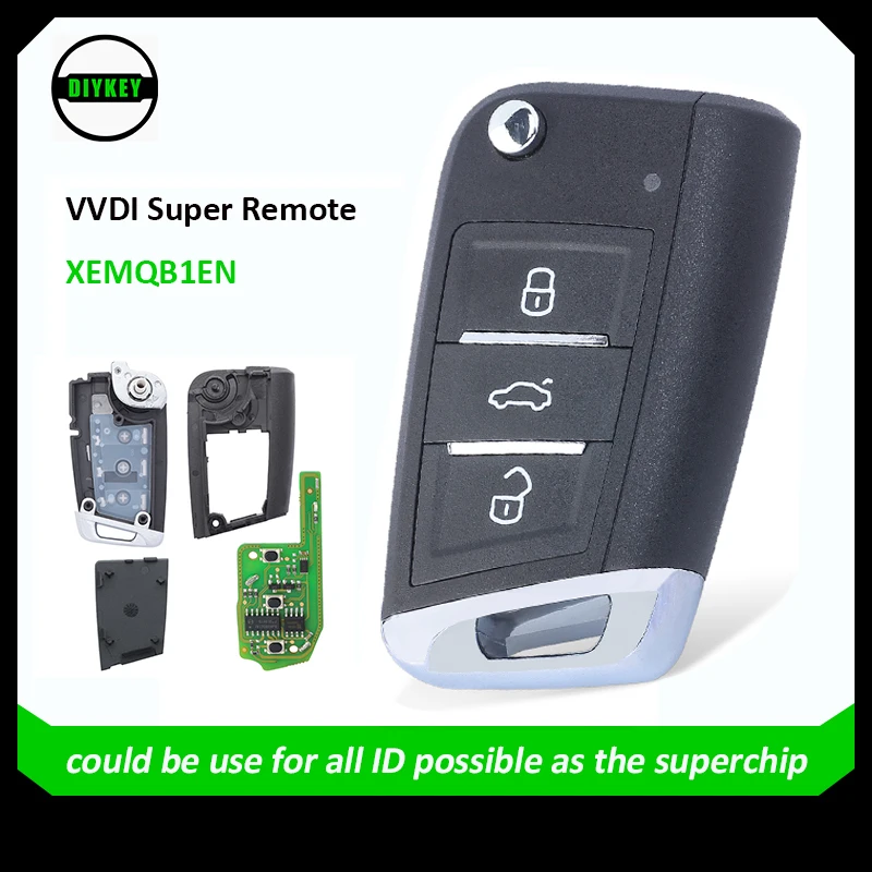 

DIYKEY XEMQB1EN Super Remote Key for VW MQB 3 Buttons with Built-in Super Chip English Version