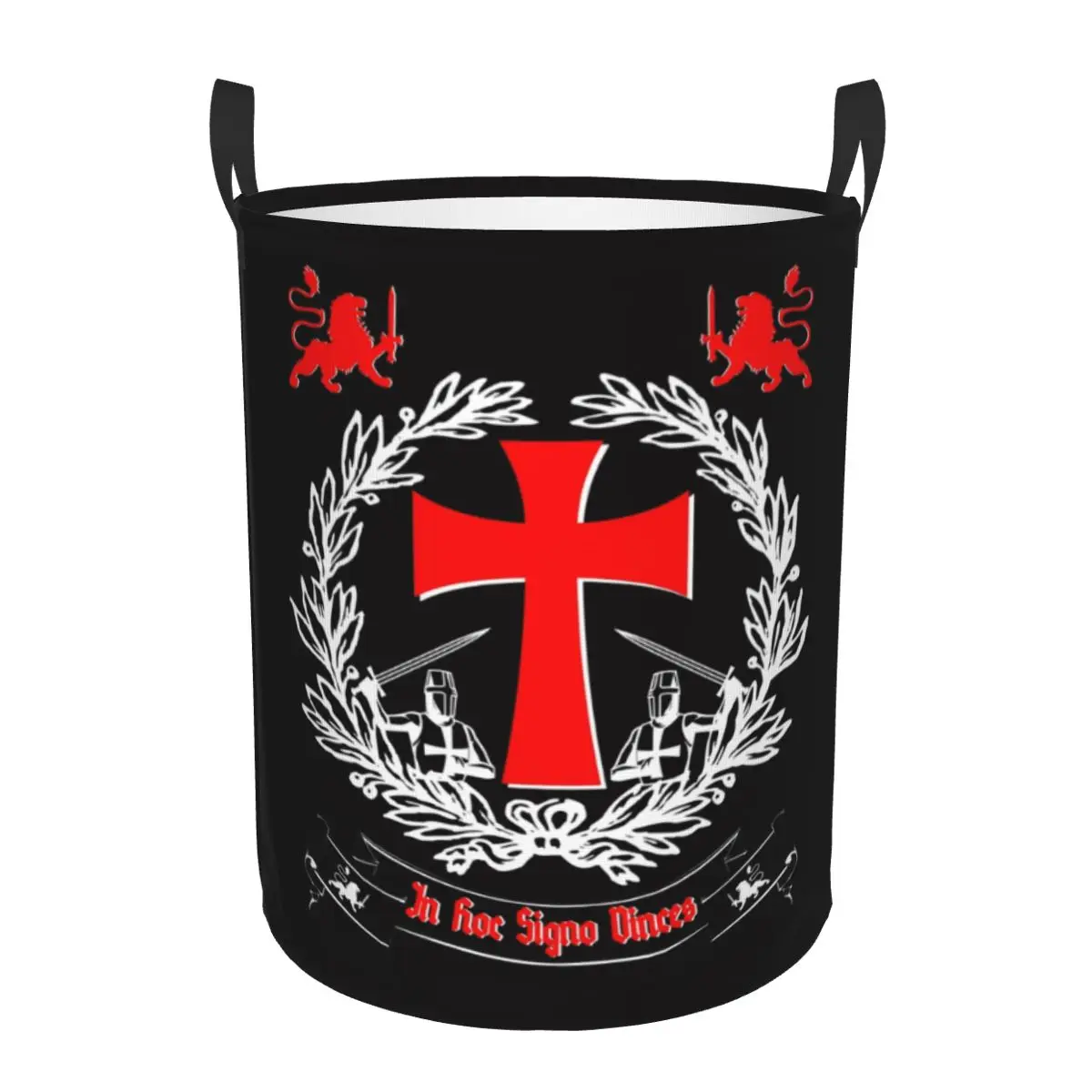 Knights Templar In Hoc Signo Vinces Laundry Basket Cross Deus Vult Ordre du Temple Baby Hamper for Nursery Toys Storage Bins