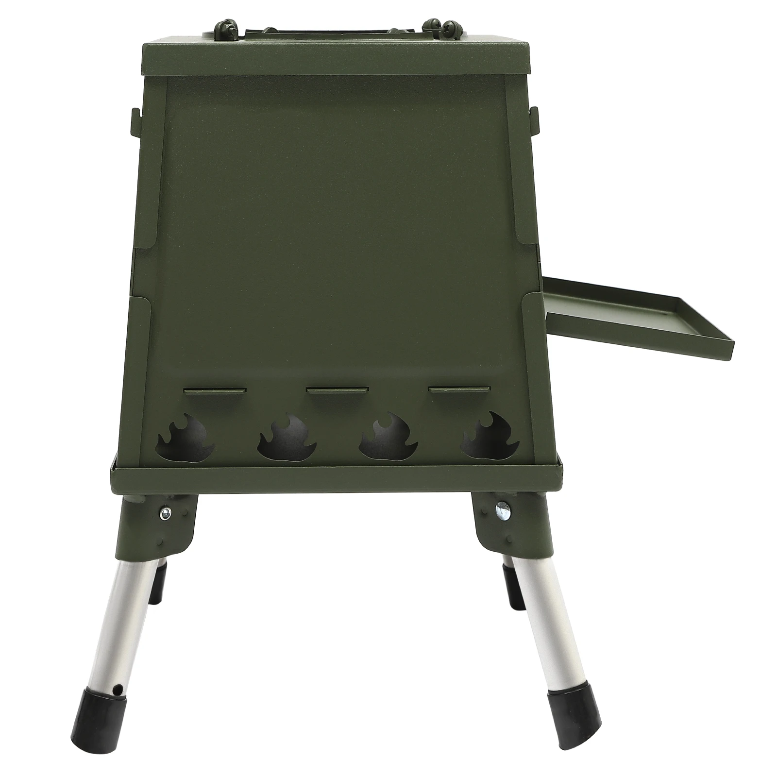 Schwarz/Grün Zeltkocher Tragbarer Windgeschützter Klappbarer Holzofen für Outdoor-Zelte mit Verstellbarem Topfhalter und Großem Einfülltisch – Detail 17