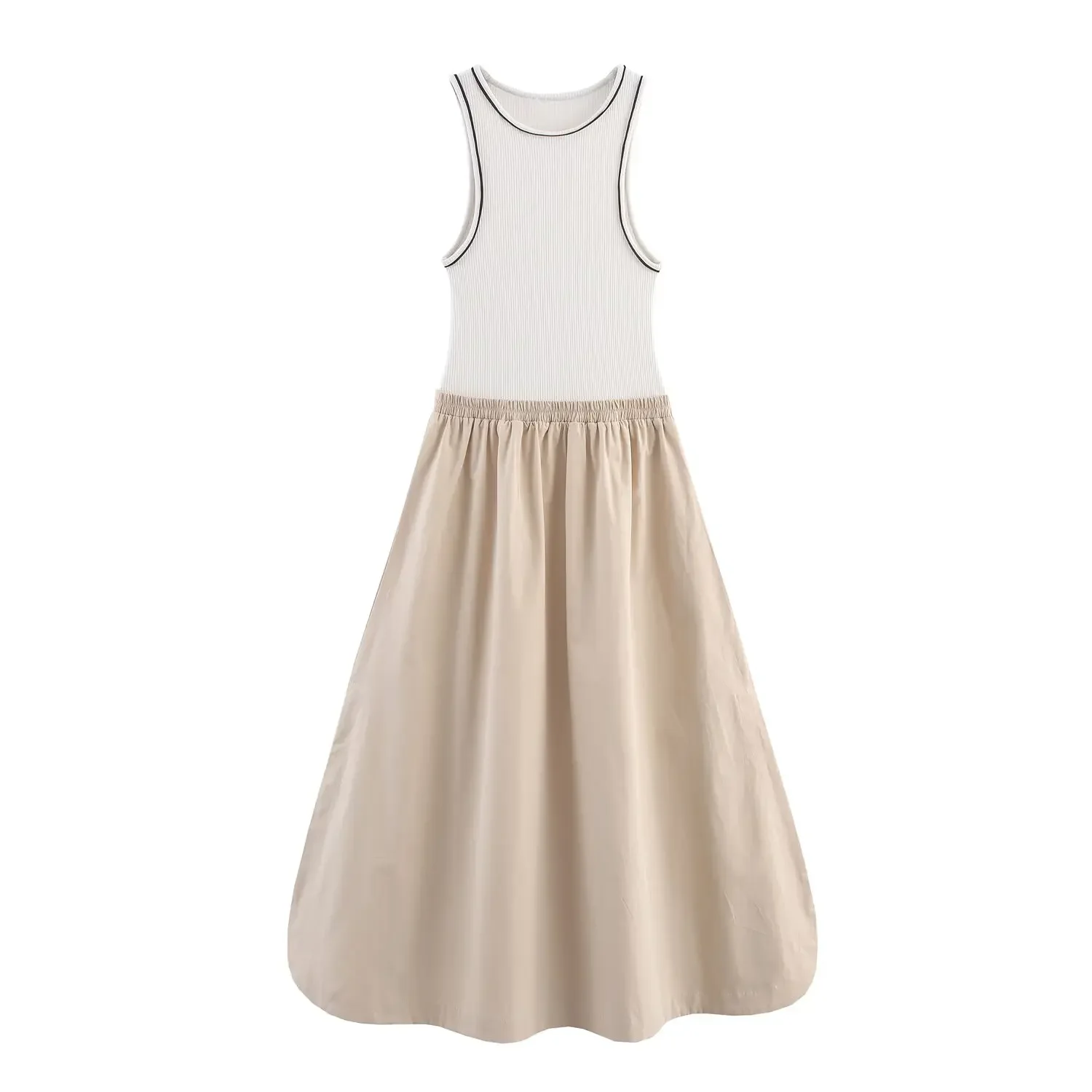 

Красивая новая женская одежда в европейском и американском стиле, модное простое платье миди без рукавов с карманами