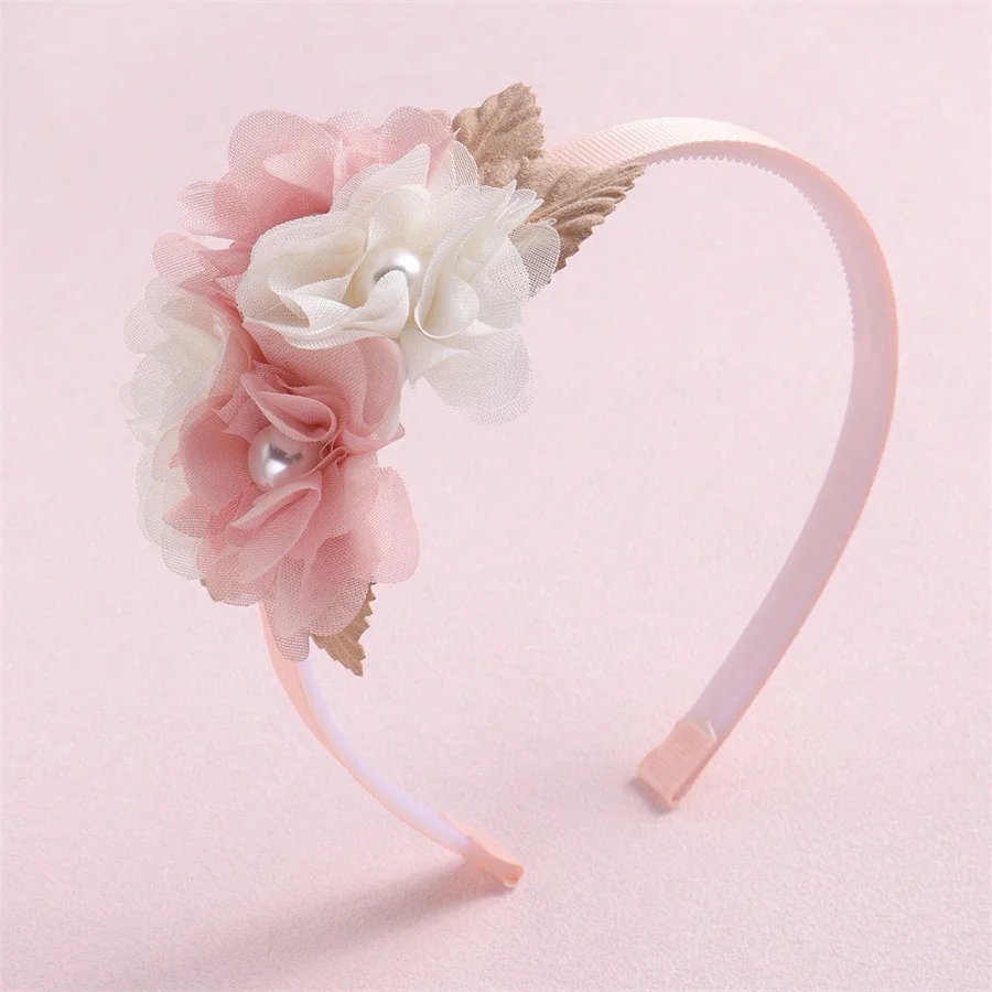 Senior Handmade Flower Girls Headbands Cute Pearl Feather Wedding Crown Princess Dance Party Headwear Fashion Hoop Accessories