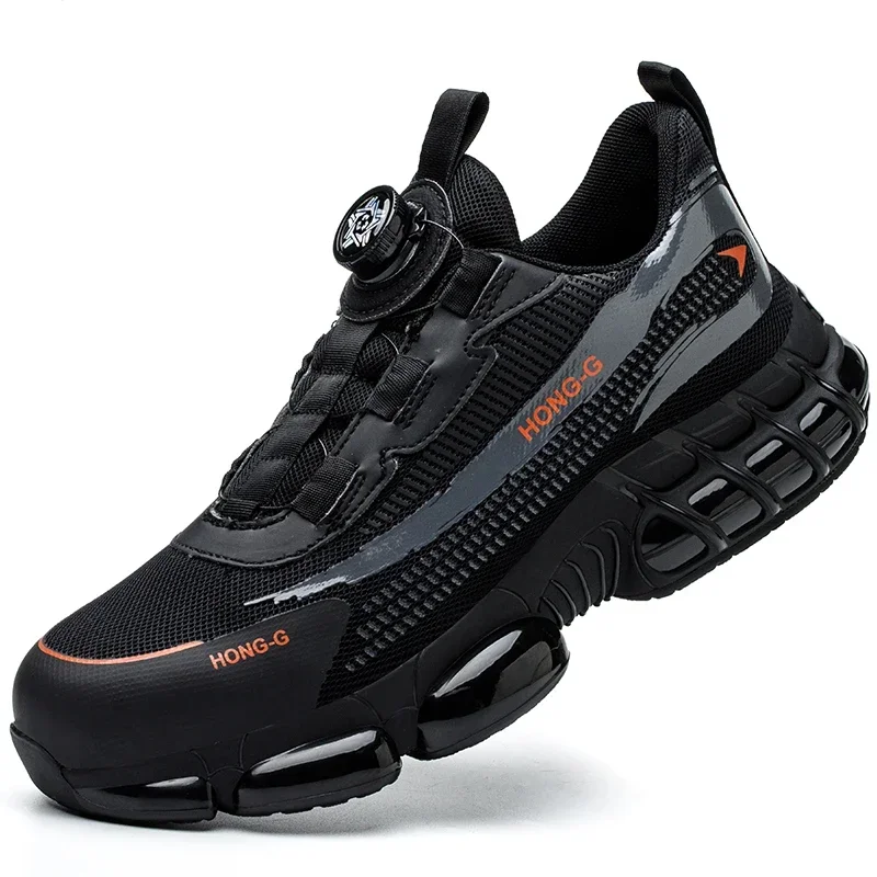 Men Rotating Button Work Sneakers Steel Toe Shoes Safety Boots Puncture-Proof work Shoes Indestructible Fashion Protective Shoes