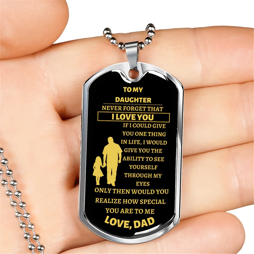 To My Daughter Dog Tag Necklace From Mother Father Never Forget I Love You Graduation Christmas Day Birthday Party Gifts